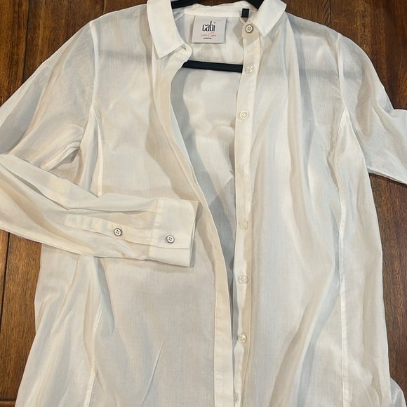 CAbi Women's Small Vacation Tunic Shirt White Long Sleeve  Button Down - Picture 6 of 16